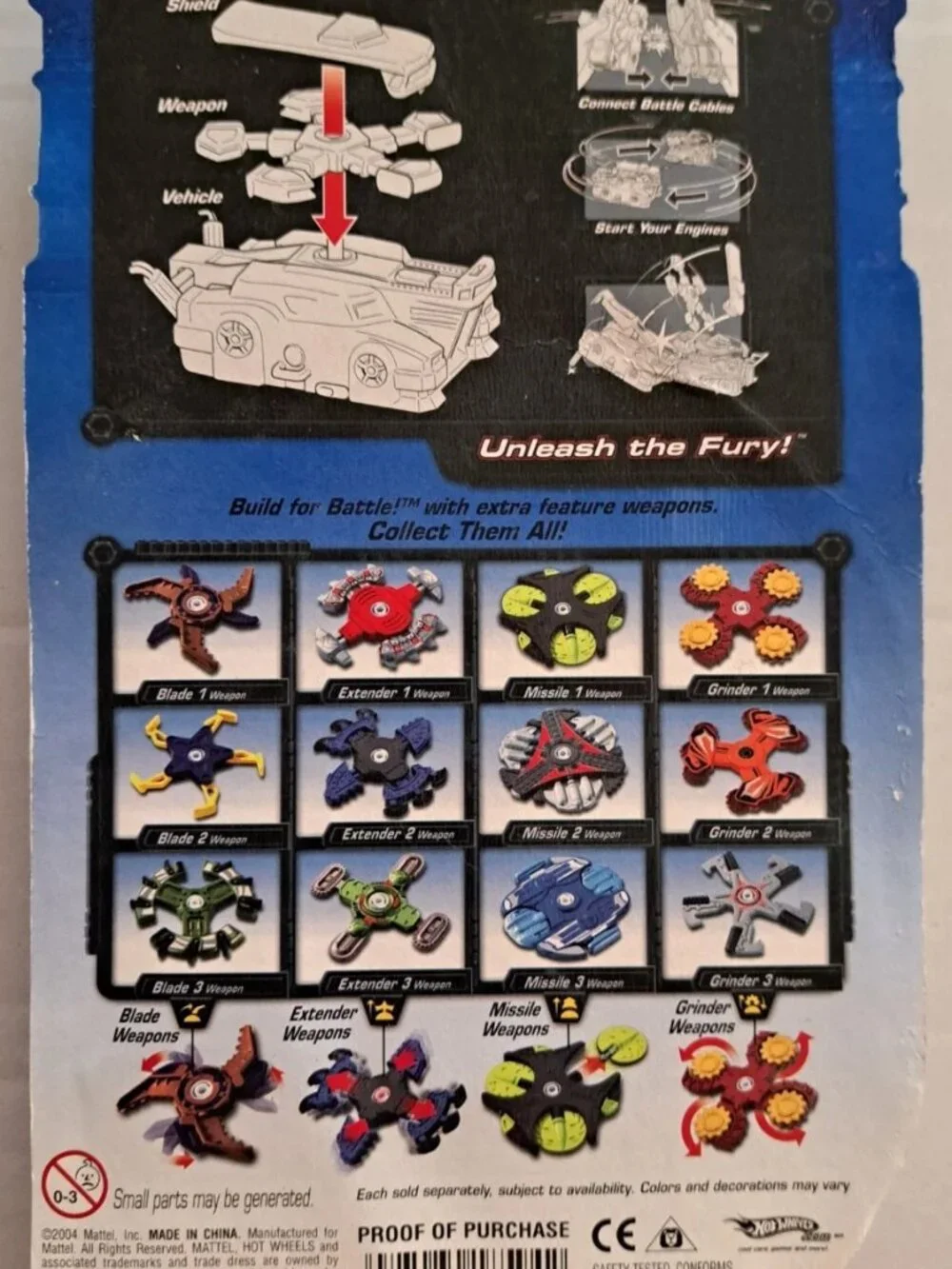 VINTAGE Hot Wheels Battle X Weapons Pack Grinder 2 Weapons Extender 1 Weapon